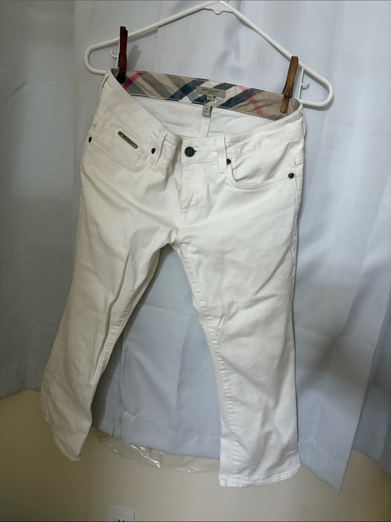 Burberry Denim - Burberry White Jeans with Signature Plaid Waistband